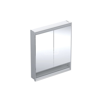 Geberit ONE Szafka z lustrem, Comfort Light, B75cm, H90cm, T15cm, z wnęką, montaż podtynkowy, z dwojgiem drzwi, szary