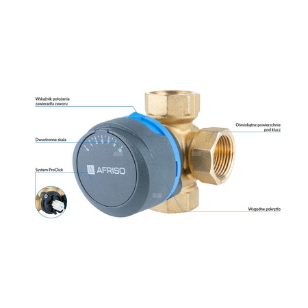 Zawór obrotowy czterodrogowy AFRISO ARV 482 ProClick, mieszający, DN 20