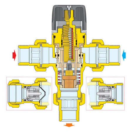 Regulowany termostatyczny zawór mieszający 1/2" 30÷65 st. C