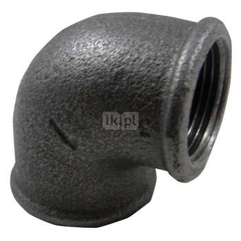 Kolanko 90' nakrętne A1 czarne 1"x1/2"