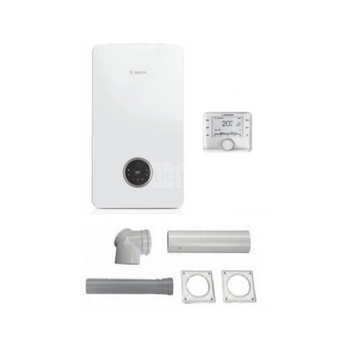 Pakiet - Kocioł gazowy dwufunkcyjny BOSCH TERMOTECHNIKA CONDENS GC2300iW24C kondensacyjny wiszący 25 kW + Czujnik temperatury zewnętrznej + Regulator CW400 + Zestaw powietrzno-spalinowy szachtowy 2581