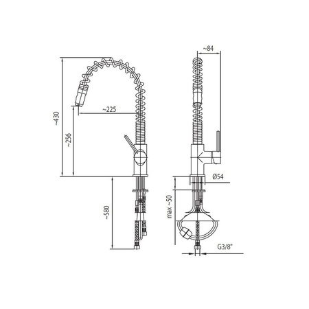 Bateria zlewozmywakowa stojąca KFA Armatura SIGMA, kolor chrom, z wyciąganym natryskiem, mosiądz