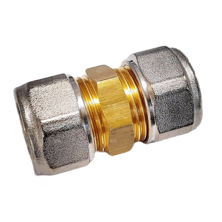 Złączka prosta skręcana QIK Do rur wielowarstwowych, mosiądz, 20 mm (złącze skręcane x złącze skręcane)