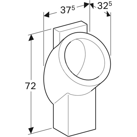 Pisuar Geberit Centaurus, tryb hybrydowy, dopływ z tyłu, odpływ do tyłu lub w dół