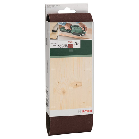 3-częściowy zestaw taśm szlifierskich do szlifierek taśmowych, wersja czerwona K = 150