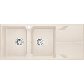 Deante Andante Zlewozmywak granitowy 2-komorowy z ociekaczem - beż