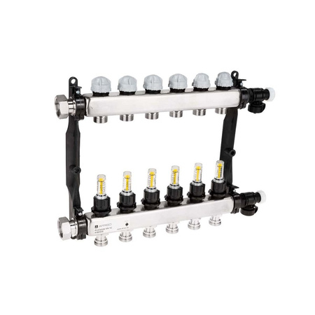 Rozdzielacz do ogrzewania podłogowego AFRISO ProCalida VA 1C 6-obieg. stal nierdzewna GZ 1'' x Euroconus 3/4''