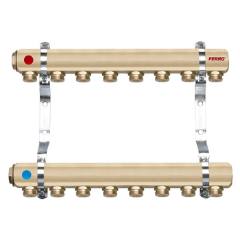 Rozdzielacz do ogrzewania podłogowego FERRO RPN02 2-obieg. mosiądz gw 1'' x gz 3/4''