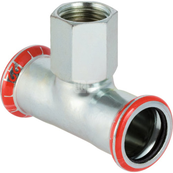 Trójnik GEBERIT Mapress C-Stahl przejściowy stal (ocynk) 12 mm x 3/8'' x 12 mm (mufa zaciskowa x GW x mufa zaciskowa)