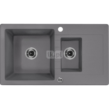 Deante Zorba Zlewozmywak 1,5-komorowy z ociekaczem - szary metalik
