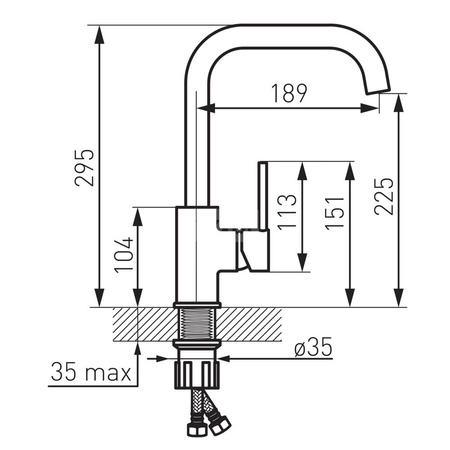 Bateria zlewozmywakowa stojąca FERRO FREYA, kolor piasek, wys. 295 mm