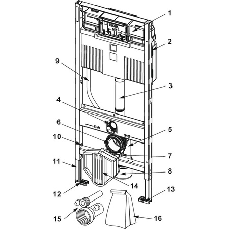 Stelaż podtynkowy do WC TECE profil, 1120 x 500 x 150 mm, regulowana wysokość, ze spłuczką