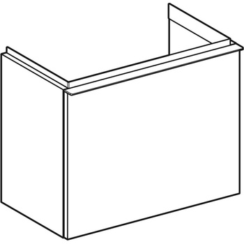 Szafka pod umywalkę kompaktową iCon, z jedną szufladą 52 cm x 41,5 cm x 30,7 cm, dąb / melaminowa struktura drewna, lava / matowy