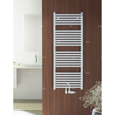 Grzejnik Zehnder Zeno ZND-150-060-05 - 600 mm, Kolor Biały (RAL 9016), Typ złącza Code S027, Zintegrowane konsole naścienne Konsole scienne towel radiator, Ilość zest naściennych 4