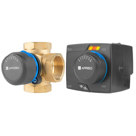 Zawór obrotowy czterodrogowy AFRISO ARV 485 ProClick, mieszający, Siłownik elektryczny ARM 343 ProClick, DN 32