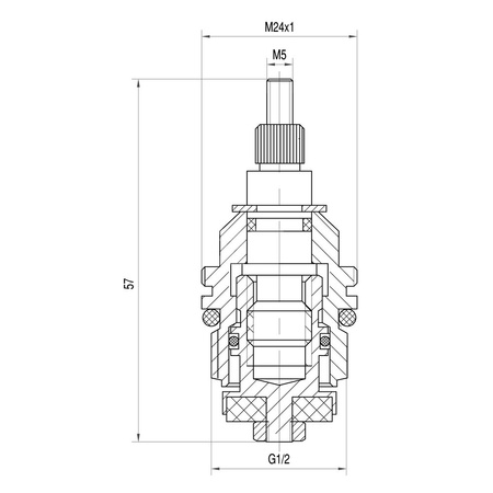 Głowica suwakowa do baterii dwuuchwytowej - dla nakrętki /wieloklin 15/