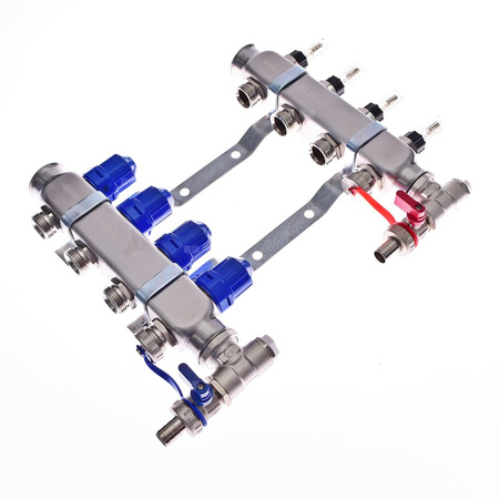 Rozdzielacz do ogrzewania podłogowego QIK Optimo MAGNET III - RNZT-2-50-M 11-obieg. inox gw 1'' x gz 3/4'' + przepływomierz