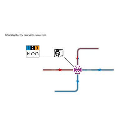 Zawór obrotowy czterodrogowy AFRISO ARV 485 ProClick, mieszający, Siłownik elektryczny ARM 343 ProClick, DN 32