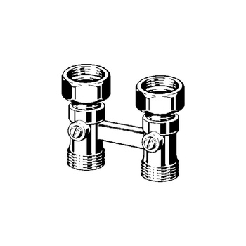 Moduł przyłączeniowy prosty VIEGA 1096.5 mosiądz (niklowanie) 3/4'' zewnętrzne x 3/4'' Eurokonus, rozstaw 50 mm do grzejników