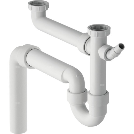 Zlewozmywakowy zestaw odpływowy, biały R 1 1/2"x50mm