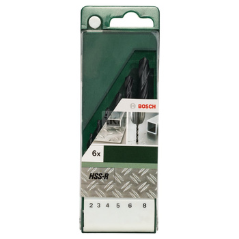 6-częściowy zestaw Wierteł do metalu HSS-R, DIN 338 2,0, 3,0, 4,0, 5,0, 6,0, 8,0 mm