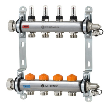 Rozdzielacz ogrzewania podłogowego Dynacon z automatyczną regulacją przepływu 4 obwody