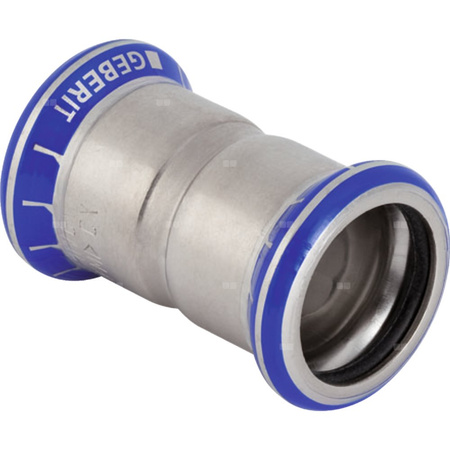 Mufa GEBERIT Mapress Edelstahl, stal nierdzewna, 28 mm (mufa zaprasowywana x mufa zaprasowywana), (głębokość: 4 mm) z uszczelką