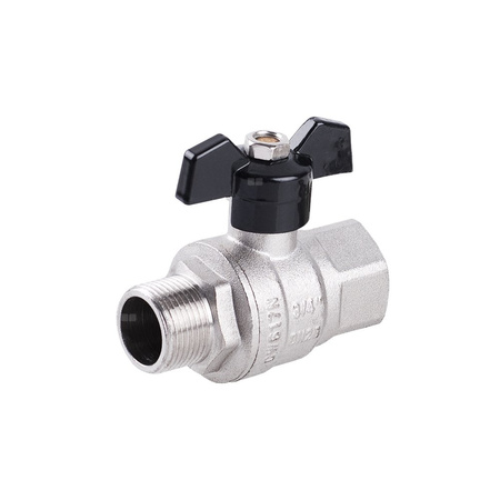 Zawór kulowy PERFEXIM HUZAR typ ciężki PHA-200/4 mosiądz niklowany 1/2'' gz x gw, uchwyt: motylek