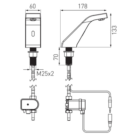 Bateria umywalkowa stojąca FERRO SIROCCO SENSOR, chrom, bezdotykowa