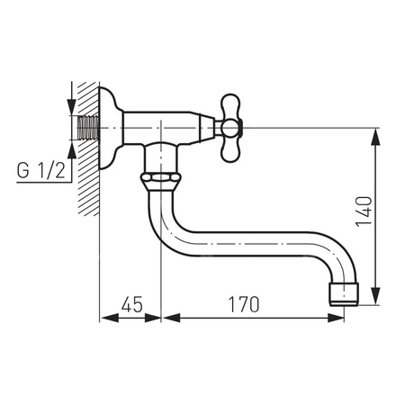 RETRO bateria/zawór umywalkowa ścienna, chrom