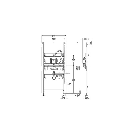 Stelaż podtynkowy do pisuaru VIEGA 8560.31, 1120 x 500 x 100 mm, regulowana wysokość, ze spłuczką ciśnieniową