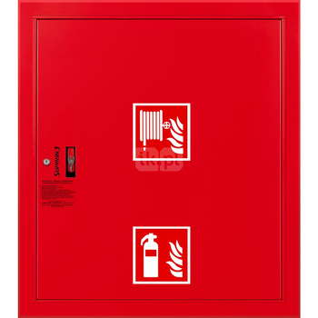 Hydrant DN25 wnękowy z miejscem na gaśnicę pod zwijadłem, wąż 30 m, zamek patent, RAL 3000