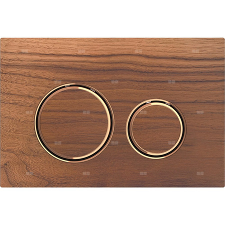 Przycisk uruchamiający Geberit Sigma21, przedni, amerykański orzech włoski, pierścienie: czerwone złoto