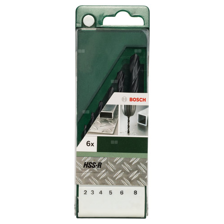 6-częściowy zestaw Wierteł do metalu HSS-R, DIN 338 2,0, 3,0, 4,0, 5,0, 6,0, 8,0 mm