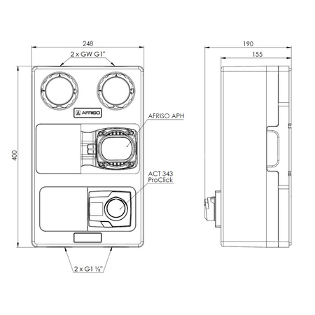Grupa pompowa AFRISO PrimoTherm K 180-2 DN 25 AP 3-WM-R GZ x GW 1 1/2'' x 1'', z zaworem mieszającym, z izolacją, z pompą obiegową