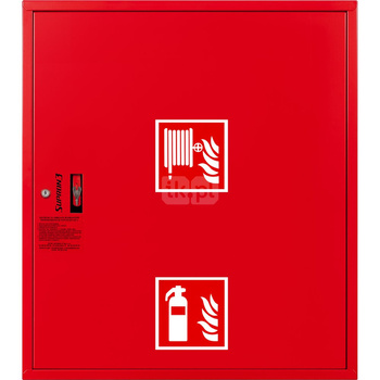 Hydrant DN25 zawieszany z miejscem na gaśnicę pod zwijadłem, wąż 20m, zamek patent, RAL 3000