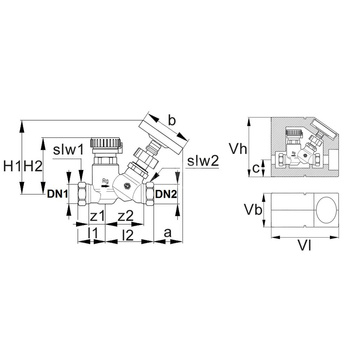 Zawór Thermo DN20 GW, 50-60st C z izolacją i termometrem