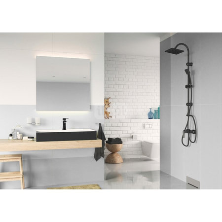 Bateria umywalkowa stojąca FERRO ALGEO SQUARE, czarny/chrom