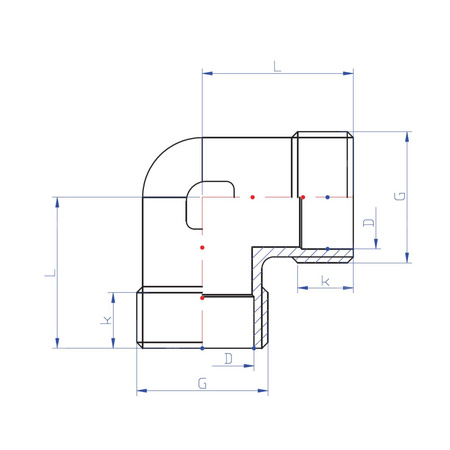 Kolano 90' RUMET mosiądz 1'' x 1'' (GZ x GZ), 38 mm