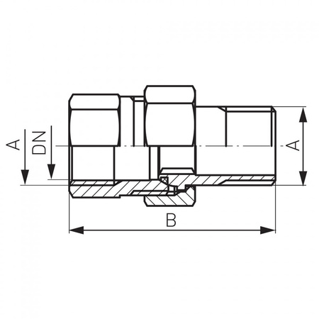 Śrubunek prosty z oringiem FERRO, mosiądz (żółty), 1'' (GW x GZ)