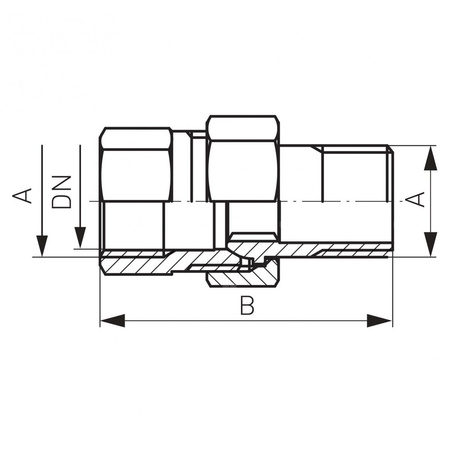Śrubunek prosty FERRO, mosiądz (żółty), 1/2'' (GW x GZ)