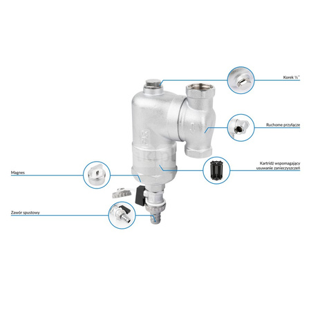 Separator AFRISO FAR 201, do C.O., do klimatyzacji, 10 bar / 110'C, 3/4'' (GW)Instalacje i źródła ciepła