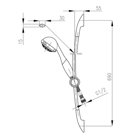 Zestaw natryskowy przesuwny KFA Armatura CALIPSO chrom, wąż 1400 mm