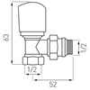 Zawór termostatyczny kątowy 1/2" x 1/2"