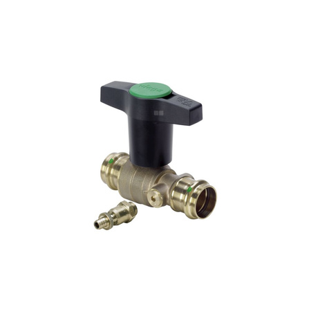 Zawór kulowy VIEGA 2275.3 brąz, PN16 35mm x 35mm zz x zz z zaworem spustowym, uchwyt: motylek