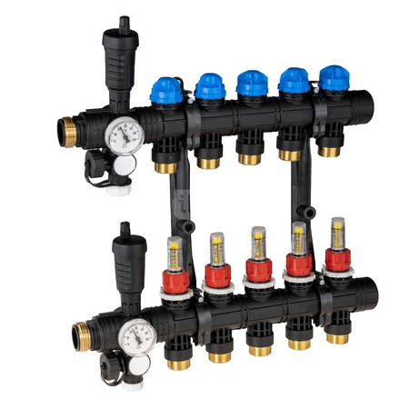 Rozdzielacz do ogrzewania podłogowego AFRISO ProCalida EF1 5-obieg. poliamid GZ 1'' x Euroconus 3/4''