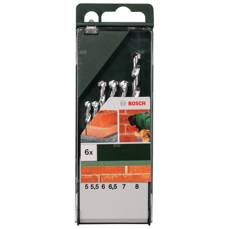 6-częściowy zestaw Wierteł do kamienia 5,0 x 85, 5,5 x 85, 6,0 x 100, 6,5 x 100, 7,0 x 100, 8,0 x 120