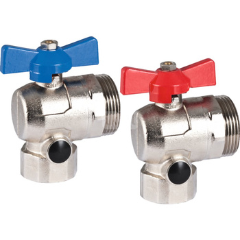 Zawór kulowy GEBERIT Volex - Zestaw 1'' x 1 1/4'' gw x gz kątowy, uchwyt: motylek (czerwony i niebieski)