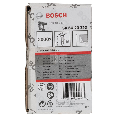 GWÓŹDŹ SK64-20 32G 1.6MM 2'000 PC