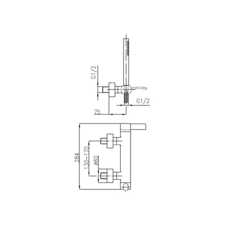 Bateria natryskowa ścienna KFA Armatura MALACHIT, kolor chrom
